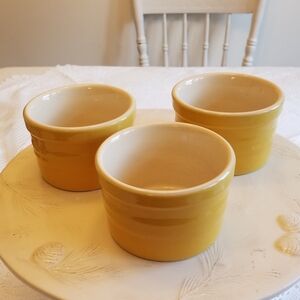 Set of 3 Le Gourmet Chef Yellow  Stoneware  Souffle Ramekins